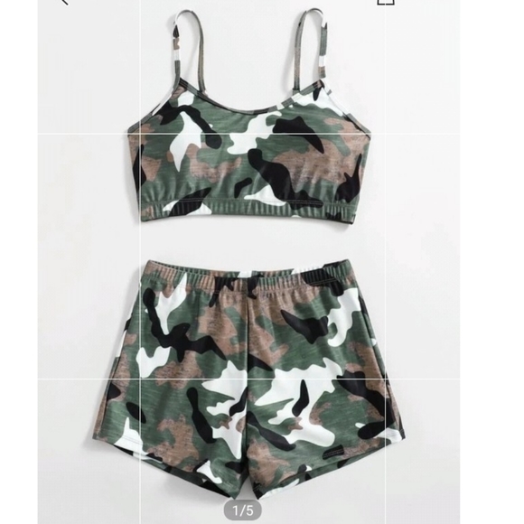 SHEIN Other - Shein Camouflage Top and Shorts Swimsuit M/L
